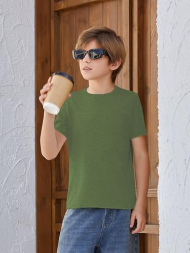 EPICGALA Boys Pocket T-Shirt Short Sleeve Crewneck Basic Tee Casual Summer Top 9-10 Years Army Green — view 2