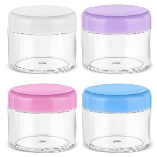 4 tarros de plástico para cosméticos con tapas,...