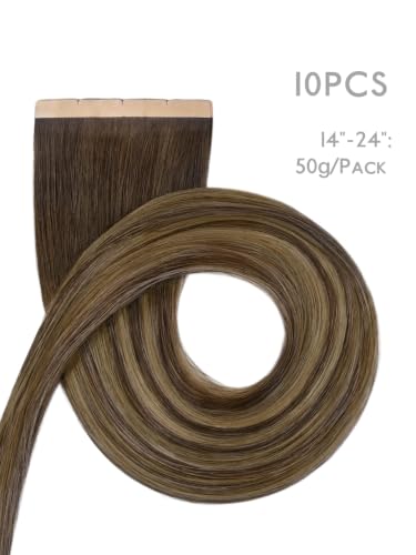Image of WENNALIFE 3.15 inch Wide Tape in Hair Extensions Human Hair, Tape in Weft