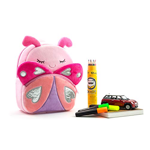 Cute Toddler Backpack Toddler Bag Plush Animal Cartoon Mini Travel Bag For Baby Girl Boy 2-6 Years(Pink Butterfly) #TOP5