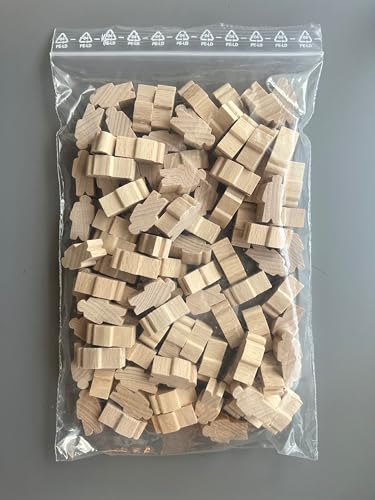 Generisch Spielfiguren Männchen 100 Stück Natur I Meeple Brettspielfiguren Holz-Figur Spielfiguren Brettspiel-Set