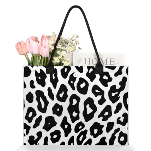 White Leopard Animal Tote Bag for Women Large Beach Bag Reusable Tote Bags for Work Travel Beach Shopping3