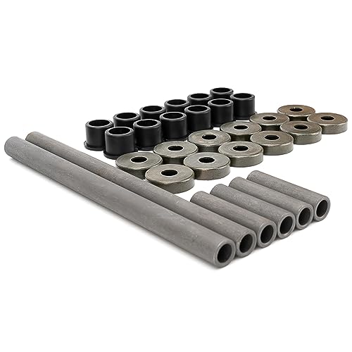 Qagea Heavy Duty A-Arm Control Arm Bushing Kit with Dust Cover Seal Caps & Shaft Collars Fit for Yamaha Banshee 350 450, Raptor 125 250 700 Replaces 90381-15084-00 5YT-23517-00-00 90387-101R3-00