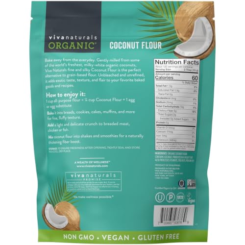 Viva Naturals Organic Coconut Flour, 4 lbs (1.81 kg) – Gluten Free Flour for Keto, Paleo & Vegan Baking, Good Source of Fiber, Low Fat, Non-GMO, Unbleached & Unrefined - image 7