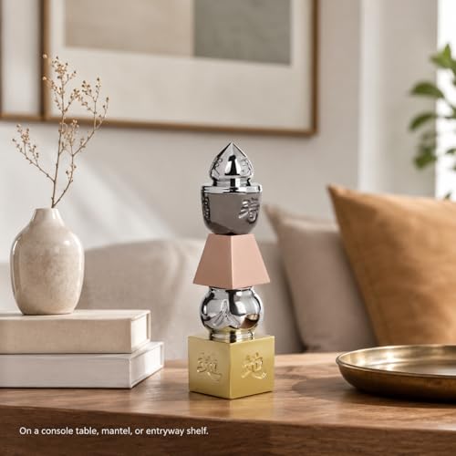 Pagode 5 Éléments Feng Shui 8-inch aux finitions métalliques précieuses - 7