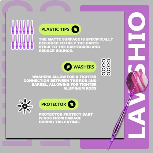 Lavishio Dartpfeile mit Kunststoffspitze für Elektronische Dartscheibe 3 Stück Soft Darts Pfeile Set, 19 Gramm Profi Softdarts Dartpfeil, mit Aufbewahrungsbox