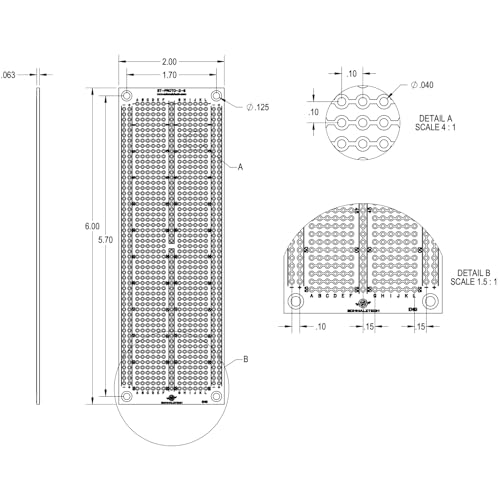 SchmalzTech Double Sided ENIG Protoboard, Solderable Breadboard, Electronic Circuit Board for DIY Prototype Circuit, FR4, Plated Through Hole Solder Prototype Board, ST-PROTO-2-6 (2\" x 6\")