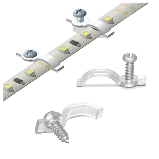 Griver 100 Pack Strip Light Mounting Brackets,Fixing Clips,One-Side Fixing,100 Screws Included (Ideal for 10mm Wide Waterproof Strip Lights)