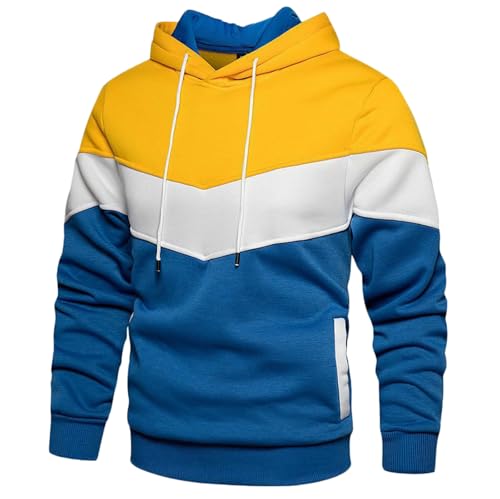 GPCHAN Men's Novelty Color Block Pullover Fleece Hoodie Long Sleeve Casual Sweatshirt with Pocket2