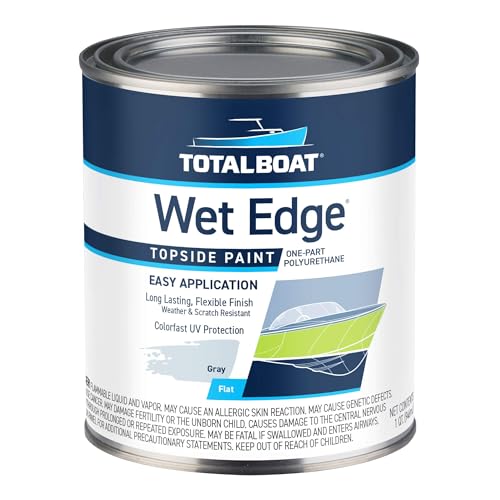 Image of TotalBoat Wet Edge Topside Marine Paint Premium Polyurethane Coating for Boats, RVs, Exterior Trim, Fiberglass, Metal, and Wood (Flat Gray, Quart)