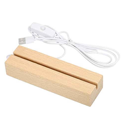 PATIKIL Wooden LED Light Base Stand, Rectangle Wooden 4.65 x 0.2 Warm White Lights Display Pedestals for Acrylic Nightlight Crystal Art, Wood Color