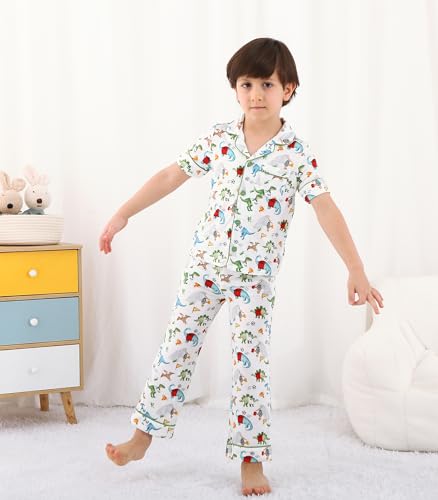 Image of Toddler Boys Girls Clothes Set Viscose from Bamboo Home Outfit Button Down Top Clothing Sets Soft with Pockets 2-5T
