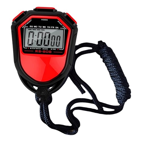 Stop-watch numérique de sport – Minuteur de course à pied, étanche et portable | Minuteur polyvalent pour entraîneurs, football, cyclisme, natation, entraînement par intervalle, chronomètre léger avec
