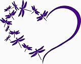 Purple Dragonfly Heart Family Dragonflies Flying - Die Cut Vinyl Window Decal/Sticker for Car/Truck