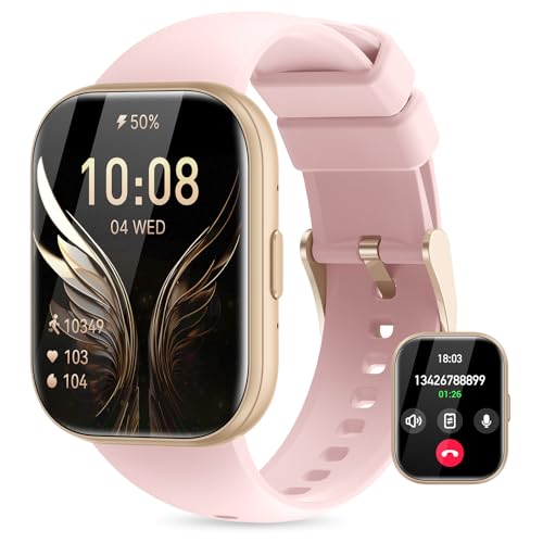 Miecgth Reloj Inteligente Mujer con SIRI/ET/HRV 1.75" TFT Smartwatch con Llamadas Bluetooth IP68 Presión Arterial Pulsometro SpO2 Monitor de Sueño Ciclo Menstrual Fitness Tracker Android iOS (Rosa)