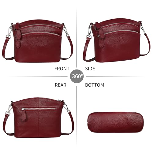 HESHE Leather Crossbody Bags Purses for Women Small Functional Multi Pocket Cross Body Purses Shoulder Satchel Handbags3