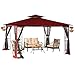 Sunjoy 10 x 12 Regency II Patio Gazebo with Mosquito Netting, Maroon