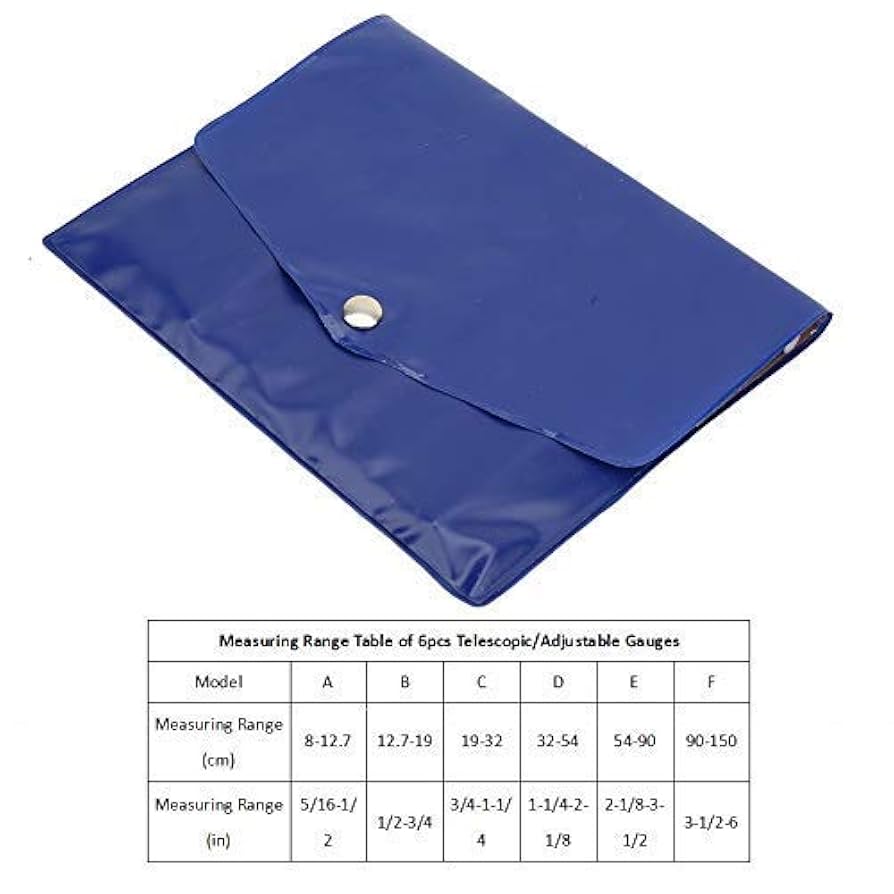 SOCOJE 6PCS Telescopic Precision Gauge Set 8-150 Mm Internal T Bore Hole Gauge Set Plated Square Head Telescopic Gauge Micrometer Measuring Tools