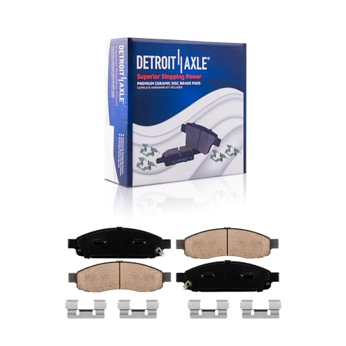 Image of Detroit Axle - Front Brake Kit for 2005-2006 Infiniti QX56 Nissan Armada, 2005-2007 Titan, Drilled & Slotted Disc Brake Rotors Ceramic Brake Pads Replacement