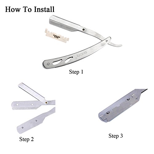 Ccbeauty Stainless Steel Barber Men Straight Edge Shaving Razor Knife Handle Badger-Hair Beard Shaving Brush Tool Kit And 10Pcs Refill Blades Kit #TOP5