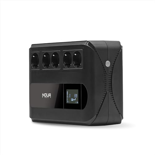 Noua Raiden 800VA UPS a Ciabatta Multipresa, Gruppo di Continuità per PC con Display, Potenza 800VA/480Watt, Tecnologia Line Interactive, AVR, 5 Uscite Schuko