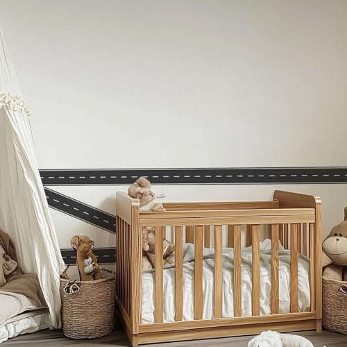 CIAODEKO Straßenband Tape Wand Grenze Aufkleber Fahrzeug Dekor Kinderzimmer Rennstrecke Wandtattoo Abnehmbare Tapete Vinyl Wandbilder DIY Dekorationen