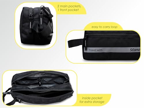 Image of Sfane Portable Travel kit, Travel Pouch for Men & Women Makeup Pouch, Travel Essentials Travel Organizer Toiletry kit Bag for Men, Travel Kit for Toiletries, Wash Bag (Jet Black)