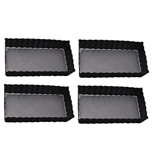 FUNOMOCYA 4Pcs Non Stick Carbon Steel Baking Pan Rectangular Oven Toast Box for Bread Cake and Cookies Dishwasher Safe Bakeware with Live Bottom Design Easy to Clean Black