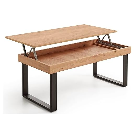 HOGAR24 ES - Roy - Mesa Centro Elevable con Almacenaje, Color Madera Roble. Medidas: 100 cm x 50 cm x 47 cm.