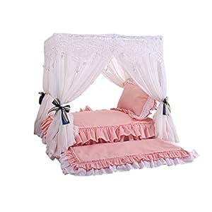 Pet Princess Bed Cat Bed Universal for All Seasons Cat Kennel Kennel Small Medium and Large DogRemovable and Washable,dog Bed(Pink,L)