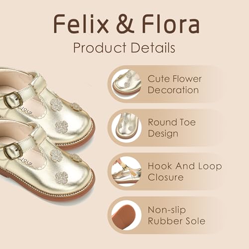 Image of Felix & Flora Toddler Girl Mary Jane Dress Shoes - School Oxford Flats for Girl Party Shoes.