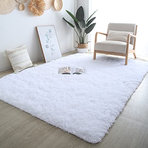 Caiyuecs Shag Area Rug,Indoor Ultra Soft Fluffy Plush Rugs For Bedroom Living Room, Non-Skid Modern Nursery Faux Fur Rugs For Kids Room Home Decor (6X9 Feet, White) #TOP2