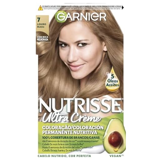 Garnier Nutrisse Tinte Permanente, Tono 7 Rubio, 160ml