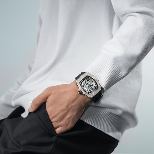 Image of TSAR BOMBA Mens Luxury Watch Automatic Watches for Men 50M Waterproof Japanese Mechanical Movement Tonneau Stainless Steel Case Sapphire Glass Big Face Cool Unique Fashion Gift Men