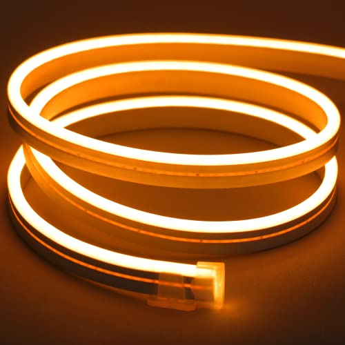 Meijiajia LED Neon Strip Lights, Orange 12V/16.5ft, Flexible Diffuser, Cuttable & Bendable Waterproof Silicon, for Mood Lighting, Decor & Sign Custom. [Power Adapter not Included]
