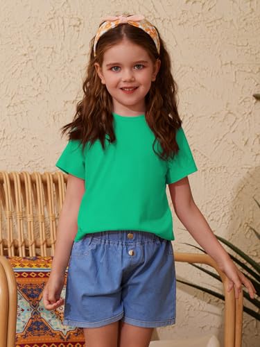 Image of ZDC Girls' Short Sleeve Shirts Kids Crewneck T-Shirts Summer Tops Basic Tees 5-14 Years