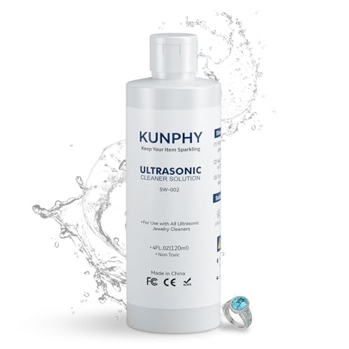 KUNPHY Jewelry Cleaner Sonic Cleaner Solution - Jewelry Cleaner for Gold Silver Platinum Diamonds and Non-Porous Precious & Semi-Precious Jewelry 4 oz(120ml)