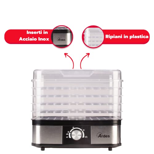 ARDES - AR1K15 Lebensmitteltrockner für Obst, Gemüse und Pilze, schnelle Trocknung, 5 waschbare Ebenen, einstellbare Temperatur, 245 W, Kunststoff – Bild 7