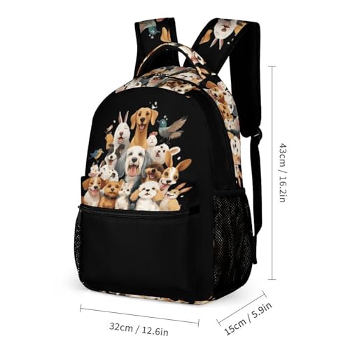 Dogs And Birds 3 PCS Backpack Set Casual Daypack with Insulated Lunch Bag & Pencil Case2