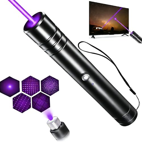 QUEOPFU Laser Pointer Purple Laser Pointer Indicator Light Long Range Lazer Pointer for Hiking USB Charge