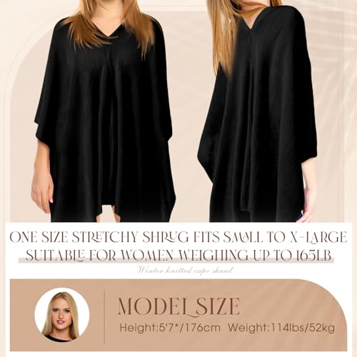 Hercicy Women Ponchos Sweater Solid Knit Versatile Lightweight Shawl Wrap Scarf Cape Poncho Accessories for Women2