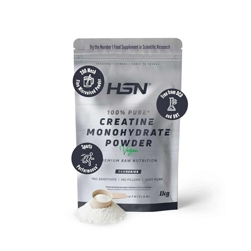 HSN Creatina Monohidrato Micronizada 1kg | 100% Pura, Sin Sabor | Vegana, Sin Gluten y Sin Aditivos | Alta Solubilidad y Máxima Pureza | Incluye Dosificador 10ml