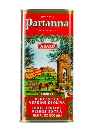 Partanna Robust Extra Virgin Olive Oil - Premium Castelvetrano Olive Oil - Harvested in Sicily - Pure Authentic Italian - Monovarietal - Rich in Flavor - First Cold Pressed 16.9oz (500ml) Tin