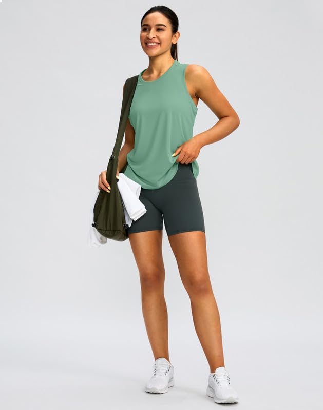 Image of Women's Workout Tops Racerback Athletic Tank Tops Sleeveless Loose Fit Yoga Running Gym Shirts for Women