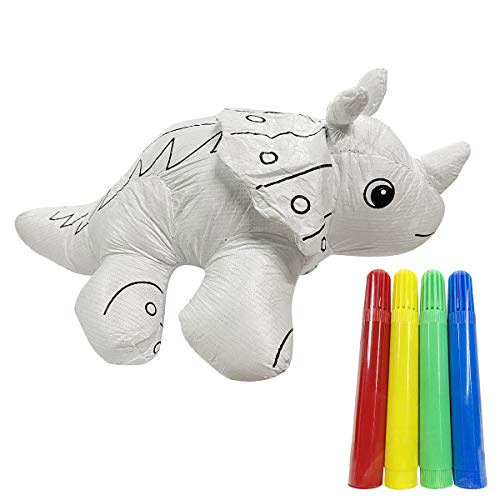 Large Dinosaur Painting Kit - Washable Dinosaur Toys with Polyester Cotton Decorating & Coloring Craft Kit for Kids, Boys & Girls - for Easter Party DIY Creative Activity (Triceratops)