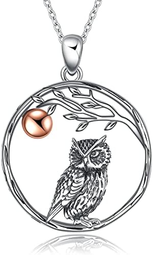 YAFEINI Owl Necklace for Women 925 Sterling Silver Owl Pendant Jewellery Gift for Mum Girls Friend