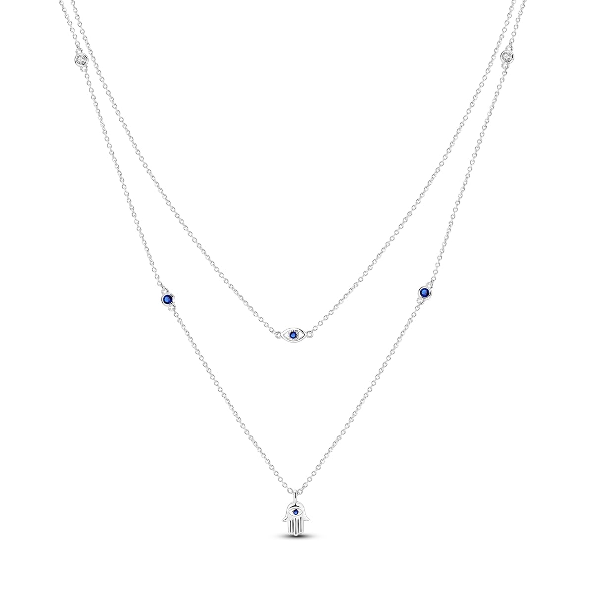 Hapour 925 Sterling Silver Necklace Pendant Choker Cubic Zirconia Chain Necklaces Trendy for Women Teen Simulated Diamond Simple Jewelry Cute Heart