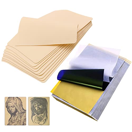 Practice Skin with Transfer Paper, 10PCS Fake Skin and 25Pcs Stencil Paper Kit for Artists and Beginners