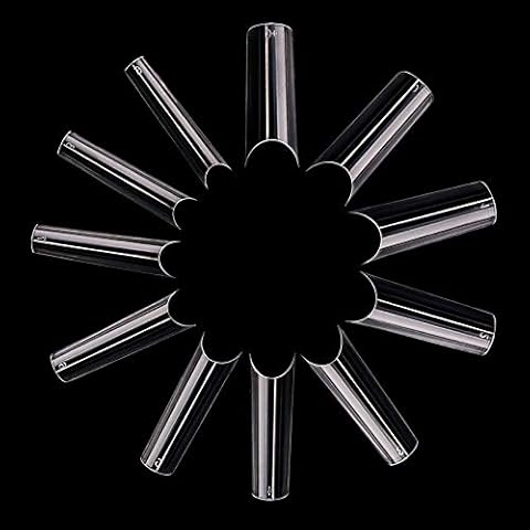 FITDON 550pcs C Curve Long French False Nail Tips, Clear Half Cover Acrylic Fake Nails for Nail Salons and DIY Nail Art Cover