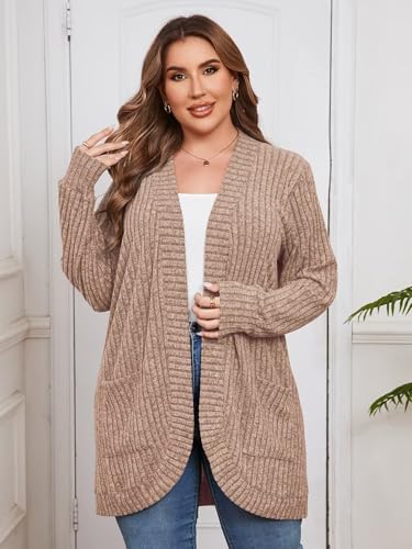 Image of BELAROI Women Plus Size Cardigan Sweater Fall Outfit
